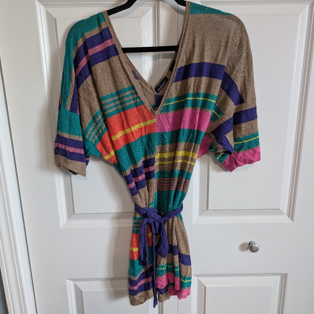 Moda International Multicolor color block stripe tunic V-Neck Dress